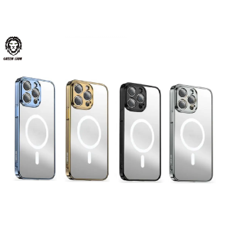 Green Lion Electroplating+Metal Ring MagSafe Version Case, iPhone 15 Pro Max