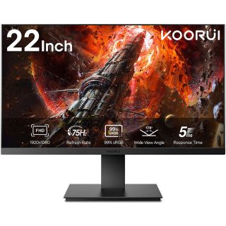 KOORUI Gaming Monitor 22N1 22 inch FHD Ultra Thin Bezel Display VA 1920 x 1080 Refresh Rate 75Hz Response Time 6ms HDMI and VGA VESA Mounting Ultra Thin Bezel/Eye Care/Ergonomic Tilt Black