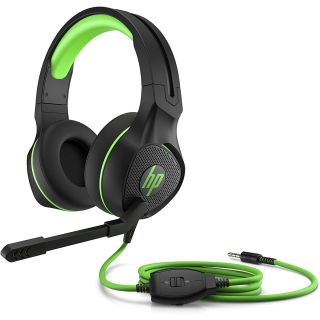 HP Pavilion 400 Green Gaming Headset – Wired 3.5mm Analog, Adjustable Boom Microphone, Soft Leatherette Cushions, and Multi-Platform Compatibility