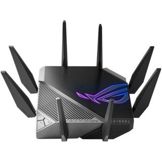ASUS GT-AXE11000 Tri-band WiFi 6E (802.11ax) gaming router, new 6GHz band, 2.5G WAN/LAN port, PS5 compatible, WAN aggregation, VPN Fusion, Triple-level Game Acceleration, free network security and AiMesh support