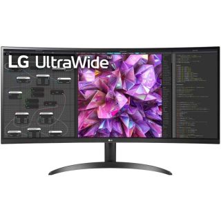 LG UltraWide Monitor Curved 34WQ60C 34 Inch QHD 3440 x 1440 IPS Display 60Hz Refresh Rate 5ms (GtG) Response Time Flicker-AMD FreeSync Technology, Low Blue Light, Black