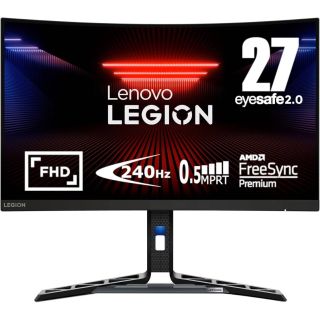Lenovo Gaming Monitor Legion R27fc-30 27 inch FHD Display 1920 x 1080 Refresh Rate 240 Hz Response Time 6ms FreeSync, Adaptive Sync & G-Sync Compatible 1500R Curvature DP Audio HDMI Black