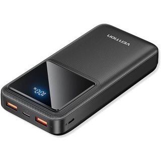 Vention Power Bank, 20000mAh Battery Capacity Micro-USB + USB-C + USB-A + USB-A Interface, LED Display, 22.5W/20W PD Wide Compatibility, Black