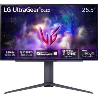 LG UltraGear Gaming Monitor 27GS95QE 27 inch QHD OLED 2560 x 1440 Refresh Rate 240Hz Response Time 0.03ms DisplayHDR True Black 400 AMD FreeSync Premium Pro NVIDIA G-Sync DisplayPort HDMI BLACK