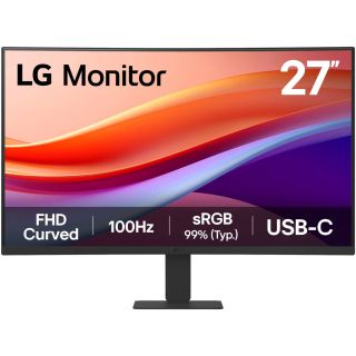 LG Curved Monitor 27U421A 27 inch FHD VA Display 1920 x 1080 100Hz Refresh Rate 5ms Response Time 1500R Curvature, Flicker Safe, Black