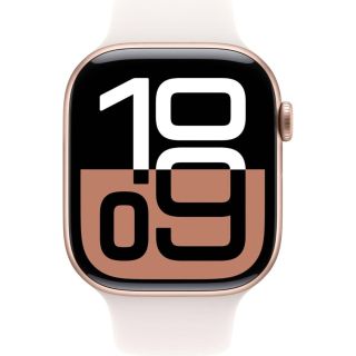Apple Watch Series 10  42mm GPS + Cellular Always‑On Retina LTPO3 Display Jet Black Aluminum Case with Black Sport Band -Rose Gold