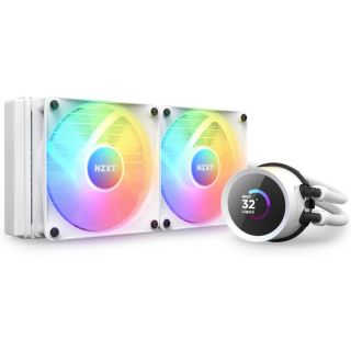 NZXT Kraken 240 RGB Aio 240mm Liquid Cooler with LCD Display and RGB Fans White