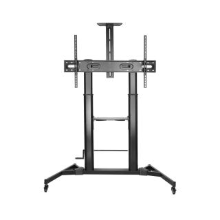 SkillTech SH666TB Height Adjustable TV Cart Floor Stand, Black, Compatible with 60" to 100" Screens